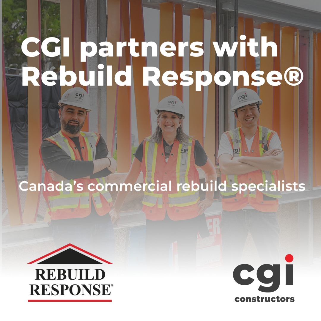 Breaking News!

CGI has partnered with Rebuild Response®, expanding our collective ability to deliver large-scale and complex commercial insurance rebuilds across Canada.

By combining CGI’s nationwide commercial construction expertise with Rebuild Response’s established insurance restoration systems, we’re positioned to support total-loss and complex rebuild projects of all sizes and building types across Canada.

#CGIConstructors #RebuildResponse
