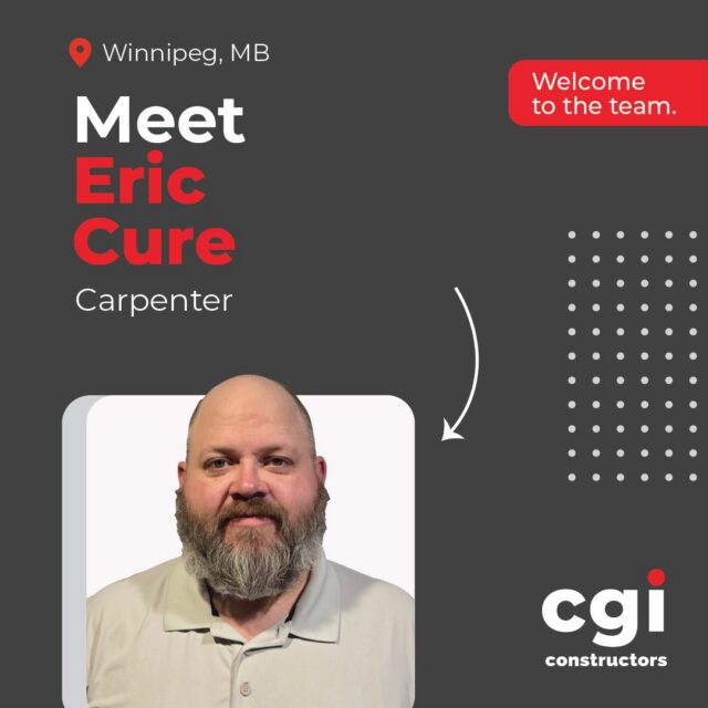 We’re pleased to welcome Eric Cure to our Winnipeg office as our new Carpenter. We look forward to the contributions he’ll bring as we continue building great things together.

#CGIConstructors #NewTeamMember