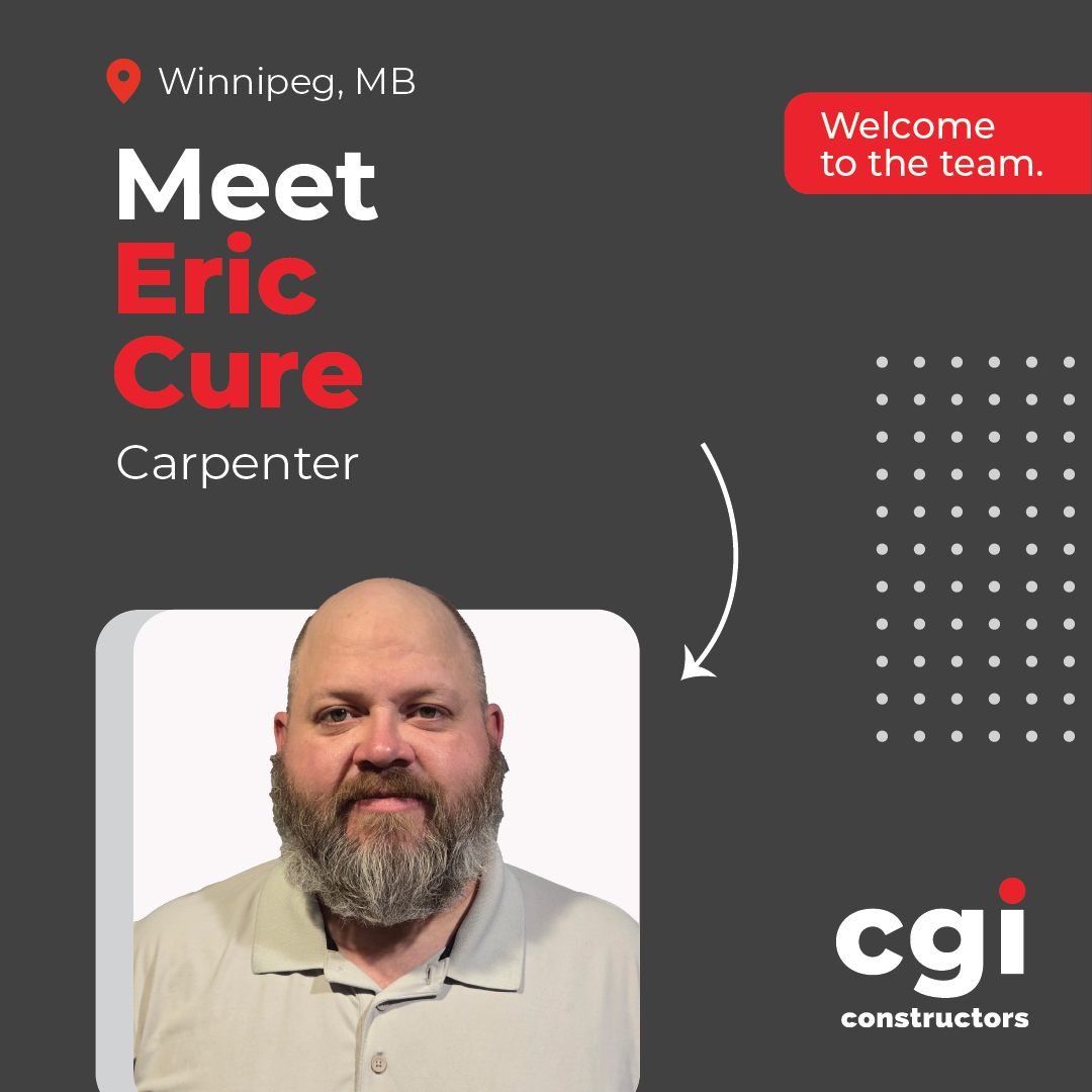 We’re pleased to welcome Eric Cure to our Winnipeg office as our new Carpenter. We look forward to the contributions he’ll bring as we continue building great things together.

#CGIConstructors #NewTeamMember