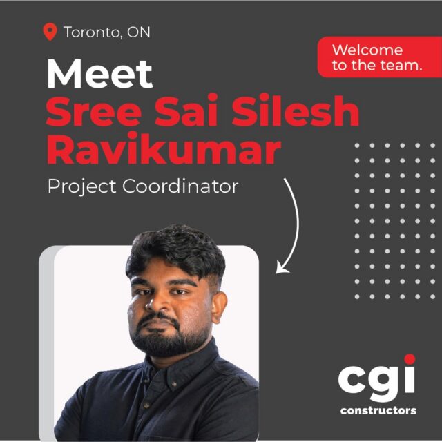 CGI is excited to welcome Sree Sai Silesh Ravikumar back to the team as a Project Coordinator in our Toronto office!
Sree first joined us as a co-op student in 2024, and we are thrilled to see him return to continue growing his career with CGI. Welcome back, Sree, we look forward to your growth and continued success!
#CGIConstructors #NewTeamMember