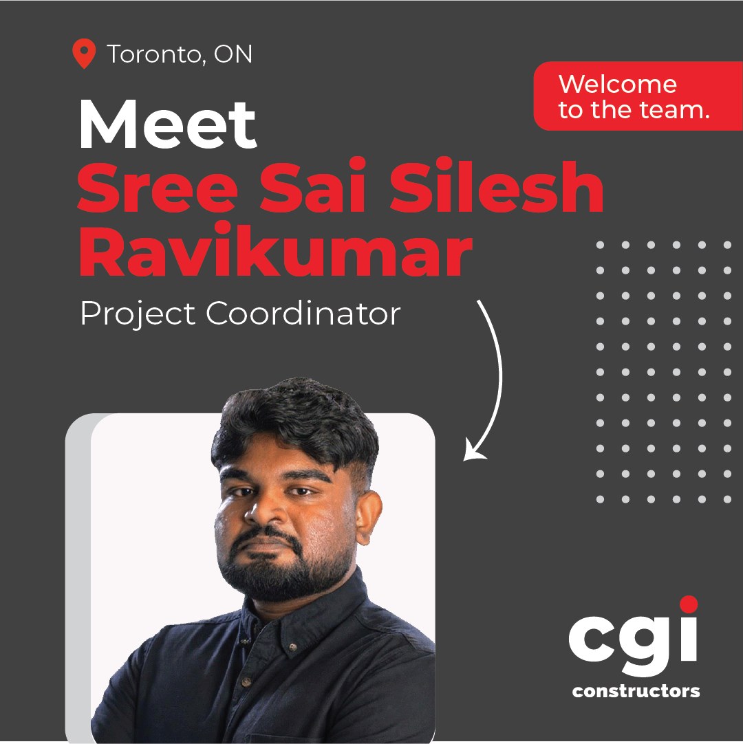 CGI is excited to welcome Sree Sai Silesh Ravikumar back to the team as a Project Coordinator in our Toronto office!
Sree first joined us as a co-op student in 2024, and we are thrilled to see him return to continue growing his career with CGI. Welcome back, Sree, we look forward to your growth and continued success!
#CGIConstructors #NewTeamMember