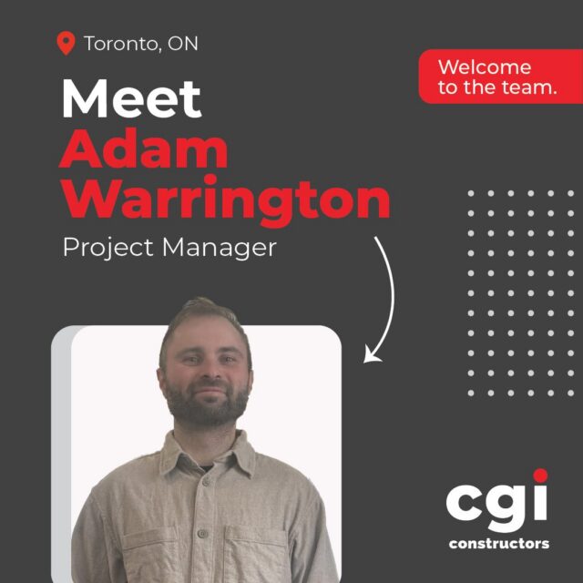 We're pleased to welcome Adam Warrington to CGI as Project Manager in our Toronto office.

Adam joins our team with valuable industry experience, and we're excited to have him contribute to the continued success of our projects. Welcome aboard, Adam!

#CGIConstructors #NewTeamMember