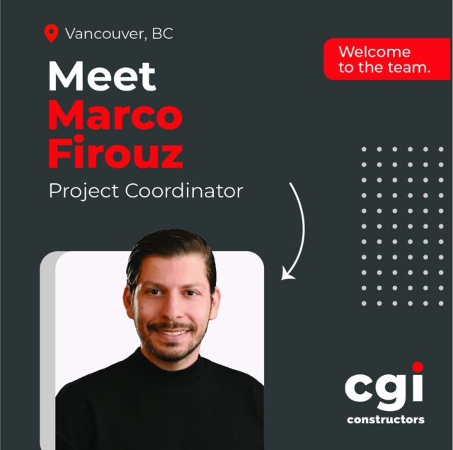 Our Vancouver team is growing! 

We’re excited to welcome Marco Firouz as our newest Project Coordinator and Jeremy Liu as our newest co-op student with our Project Coordination team!

We’re excited to have you both on board and look forward to the contributions you’ll bring to our Vancouver team. Welcome to CGI! 👏

#CGIConstructors #TeamCGI